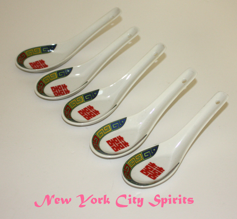 Ceramic Soup Spoon Double Happiness, Set/5pcs