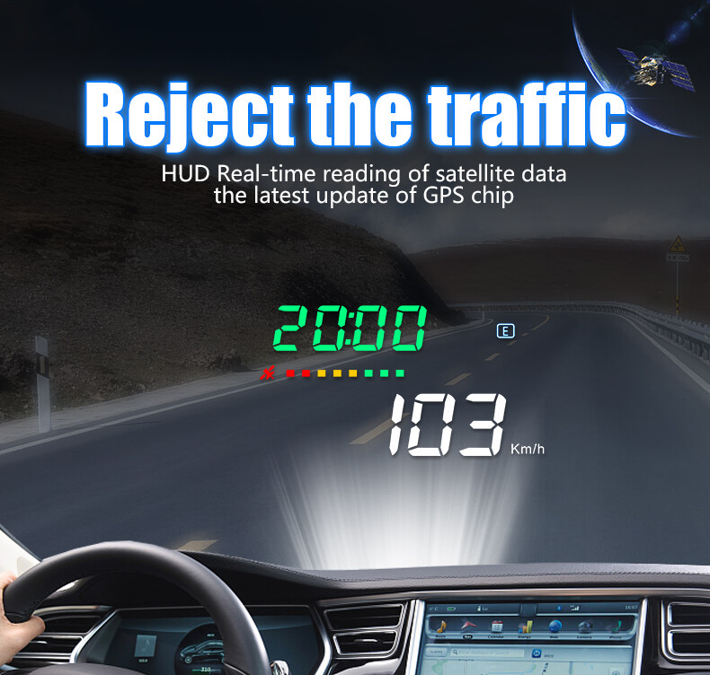 A3 GPS HUD Head Up Display Speedwarning Projector Speedometer One-key Switch US
