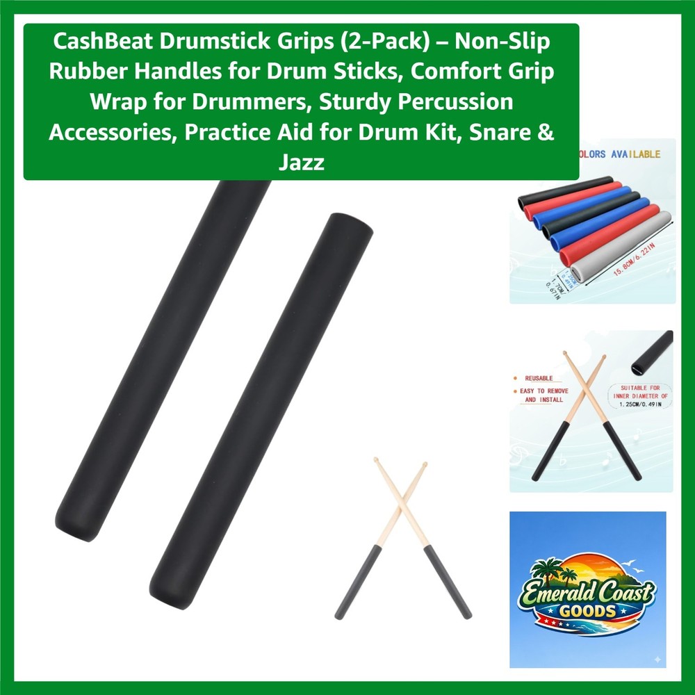 Drumstick Practice Grips 2-Pack – Non-Slip and Reusable for Precision Playing