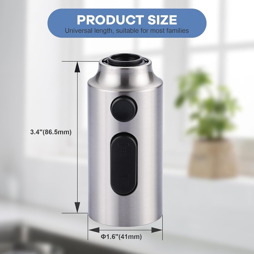 Pull Down Faucet Sprayer Head Replacement, Brushed Nickel 3 Function Pull Out