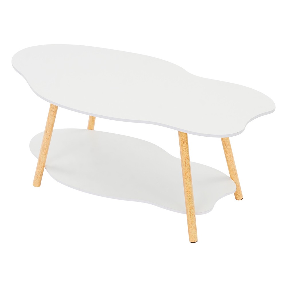 Cloud-shaped Coffee Table Double Layer Center Table for Living Room Modern
