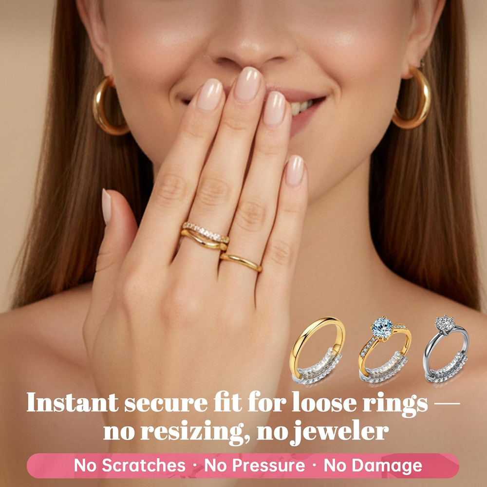 Ring Sizer Adjuster for Loose Rings – 12 Pack Invisible Ring Guards, Clear Ring