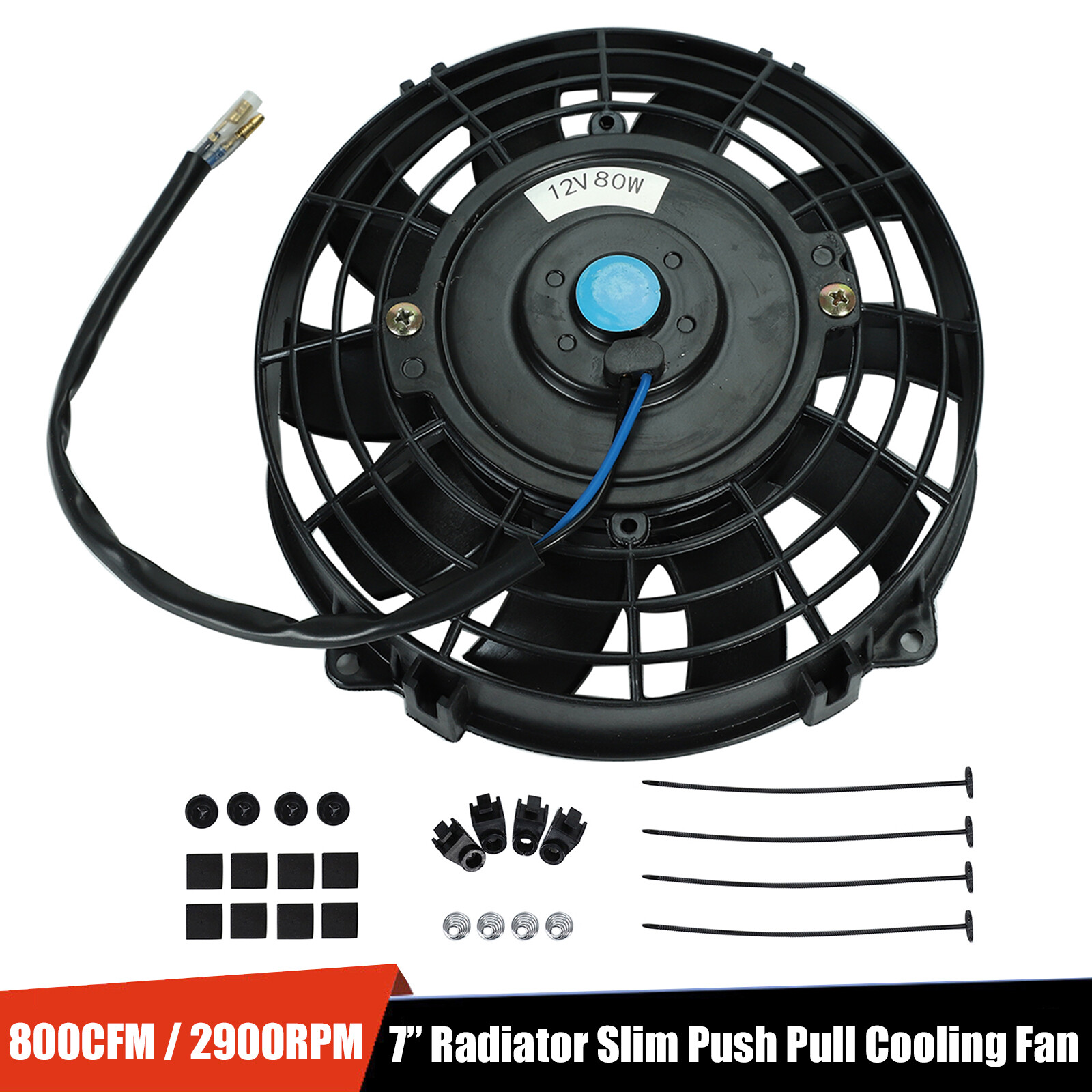 7" inch Universal Slim Fan Push Pull Electric Radiator Cooling 12V Mount Kit