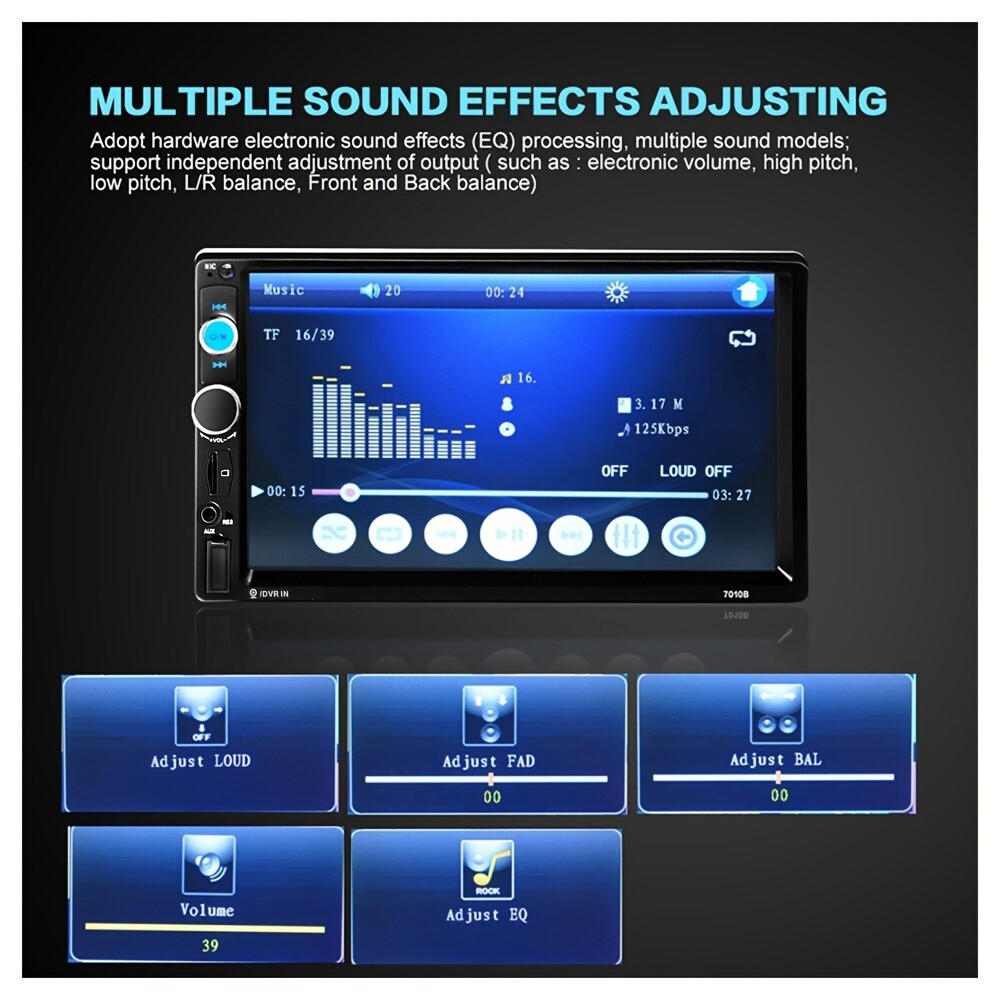 7" Double 2 Din Car MP5 Player Bluetooth Touch Screen Stereo Radio Audio Mrrior`