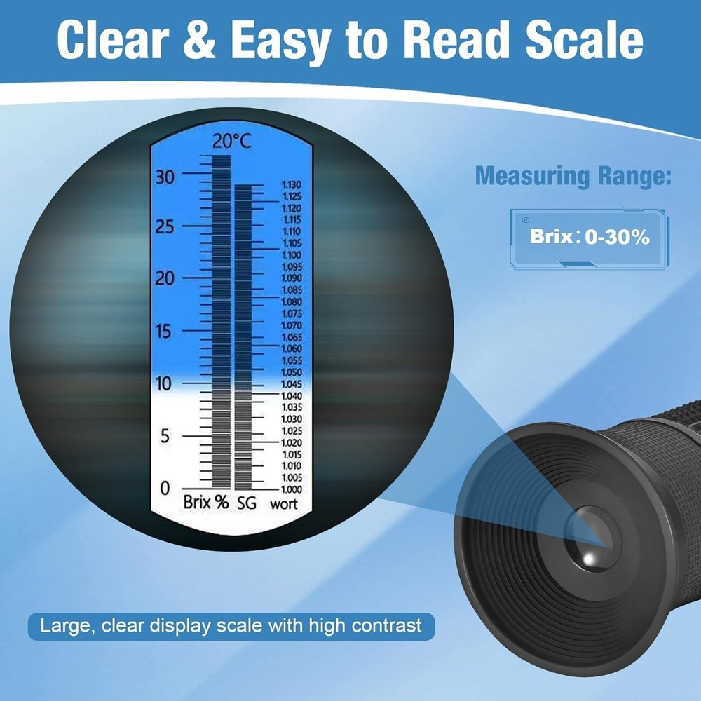 Brix Refractometer with ATC Dual Scale Specific Gravity Hydrometer for Wine Maki
