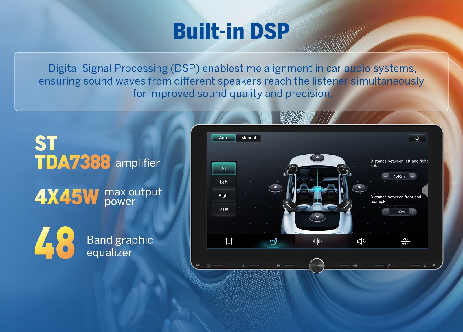 Eonon UX7A Plus 10.1" IPS Android 14 4+64G 2DIN GPS CarPlay Car Stereo Radio DSP