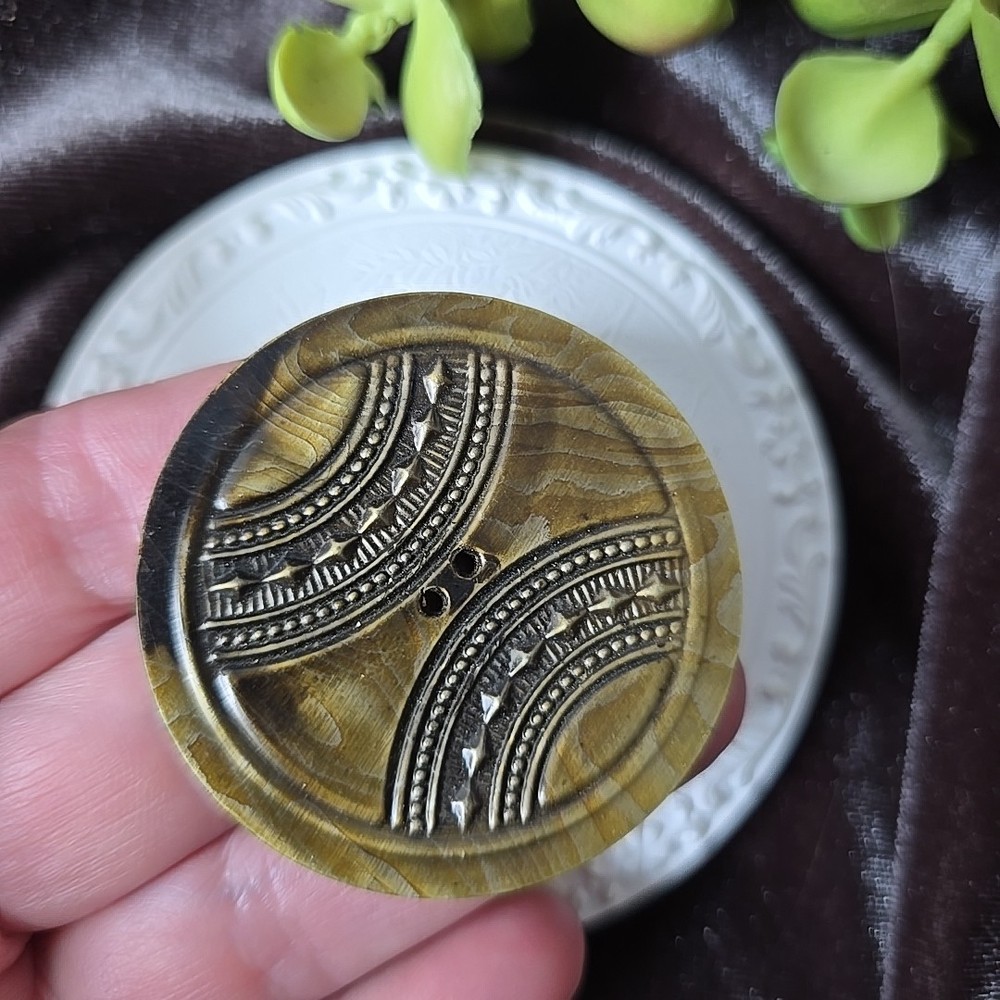 Antique Galalith Early Plastic Button 2" D