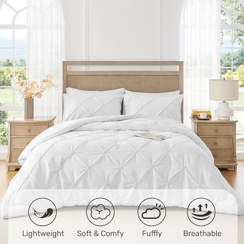 Queen Comforter Set White - Soft Pintuck Down Queen(92“x88“) 01 White