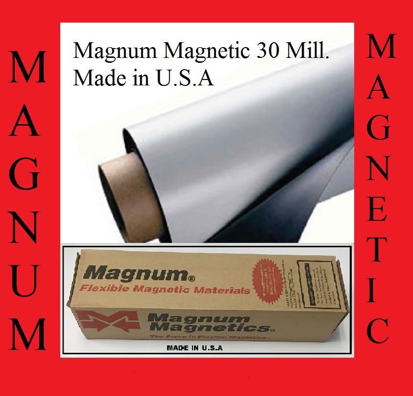 1 ROLLS 12" width x 5 FEET 30 Mil. Magnetic Sign Sheet Cars Magnum usa white