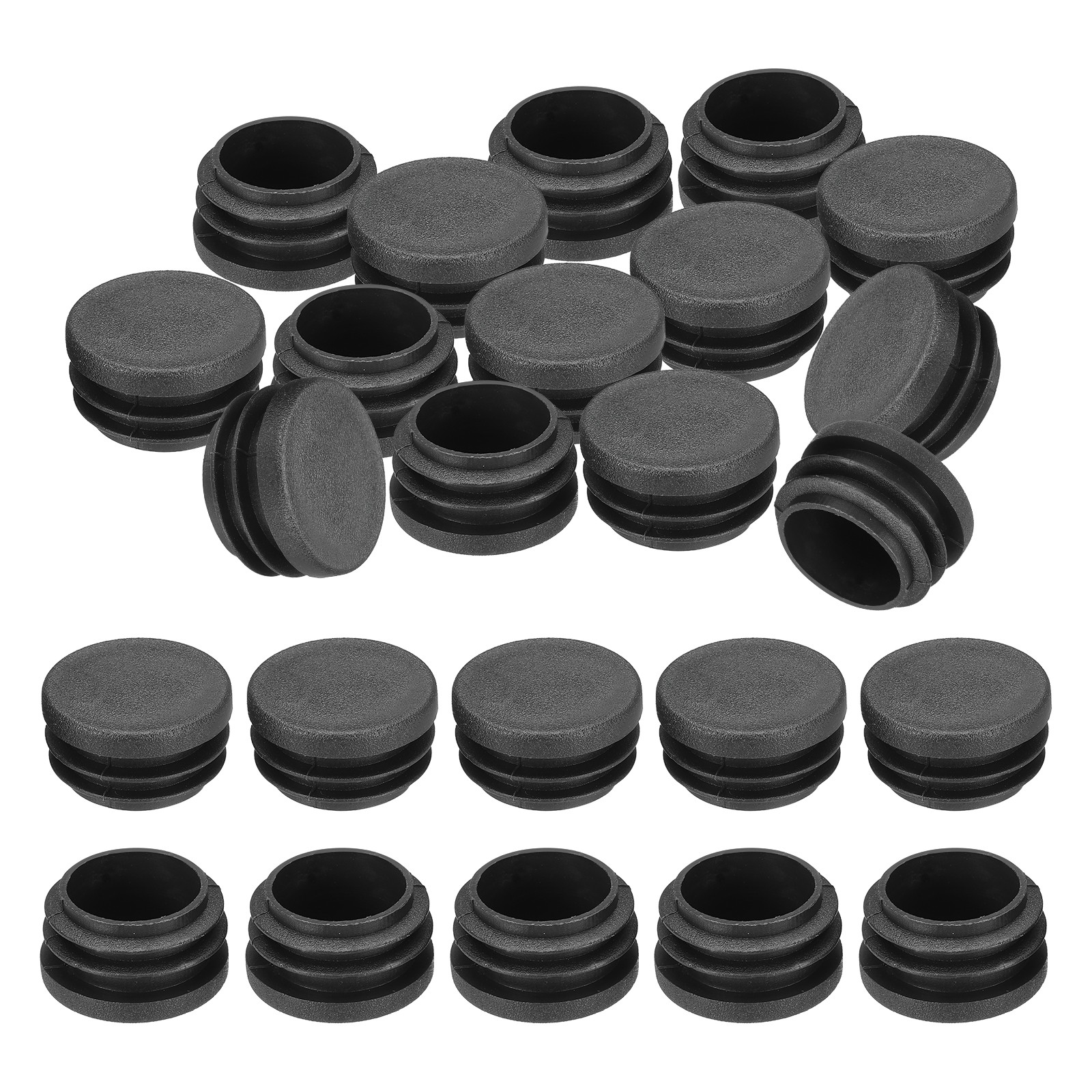 40Pcs 1.25" Plastic Tubing End Caps Round Hole Plug Insert Black