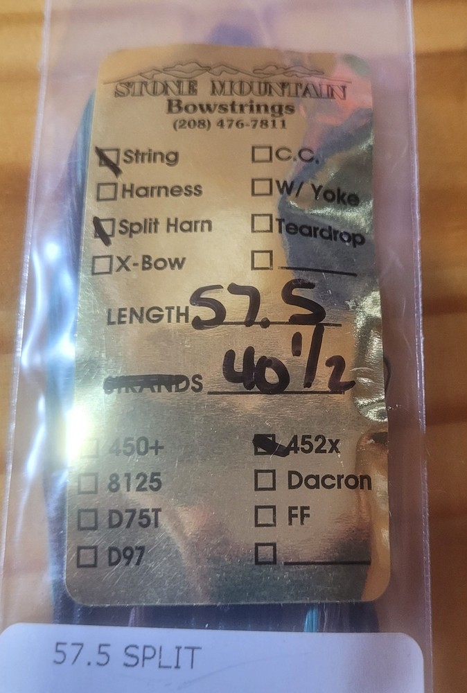 Bow String Stone Mountain 57.5 Split Harness, 452X, NEW