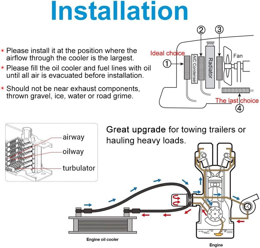 New 10 Row 10AN Aluminium Engine Transmission Oil Cooler Kit w/ 6AN 8AN Adapter
