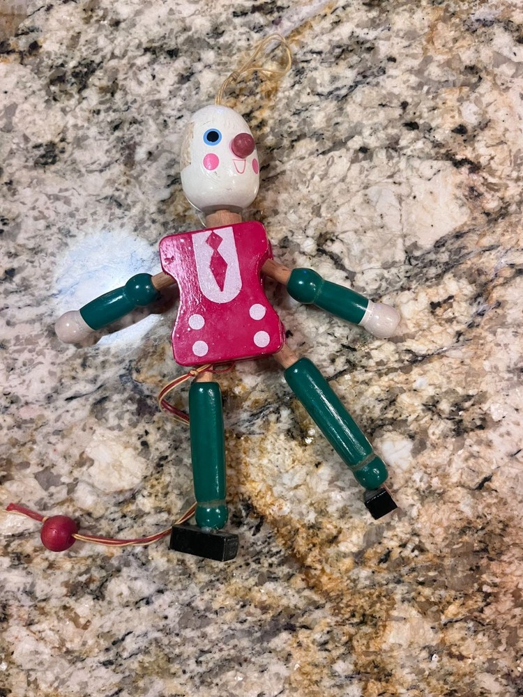 Vintage 40s Wooden Jumping jack Pull-string toy Hampelman