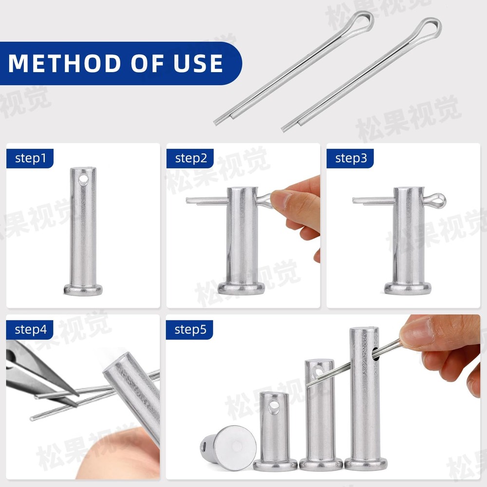 180 Pcs Cotter Pins Assortment Kit, 7 180PCS-Seven different sizes, Silver