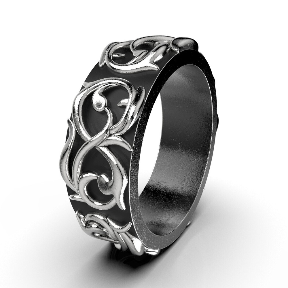 Pattern Ring Band Gothic Badass Bikers Men Ring Model-ETS1 3D print model.