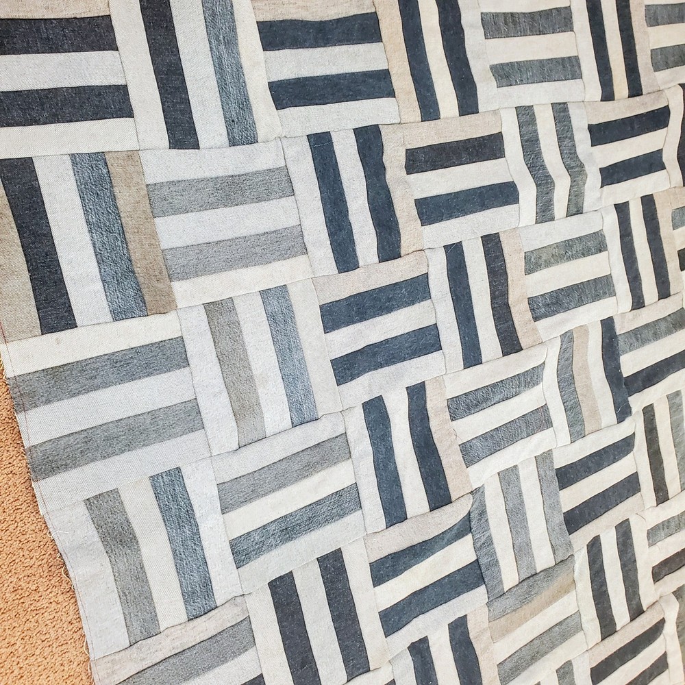 Recycled Blue Jeans Patchwork Quilt, Handmade 75x54 Throw