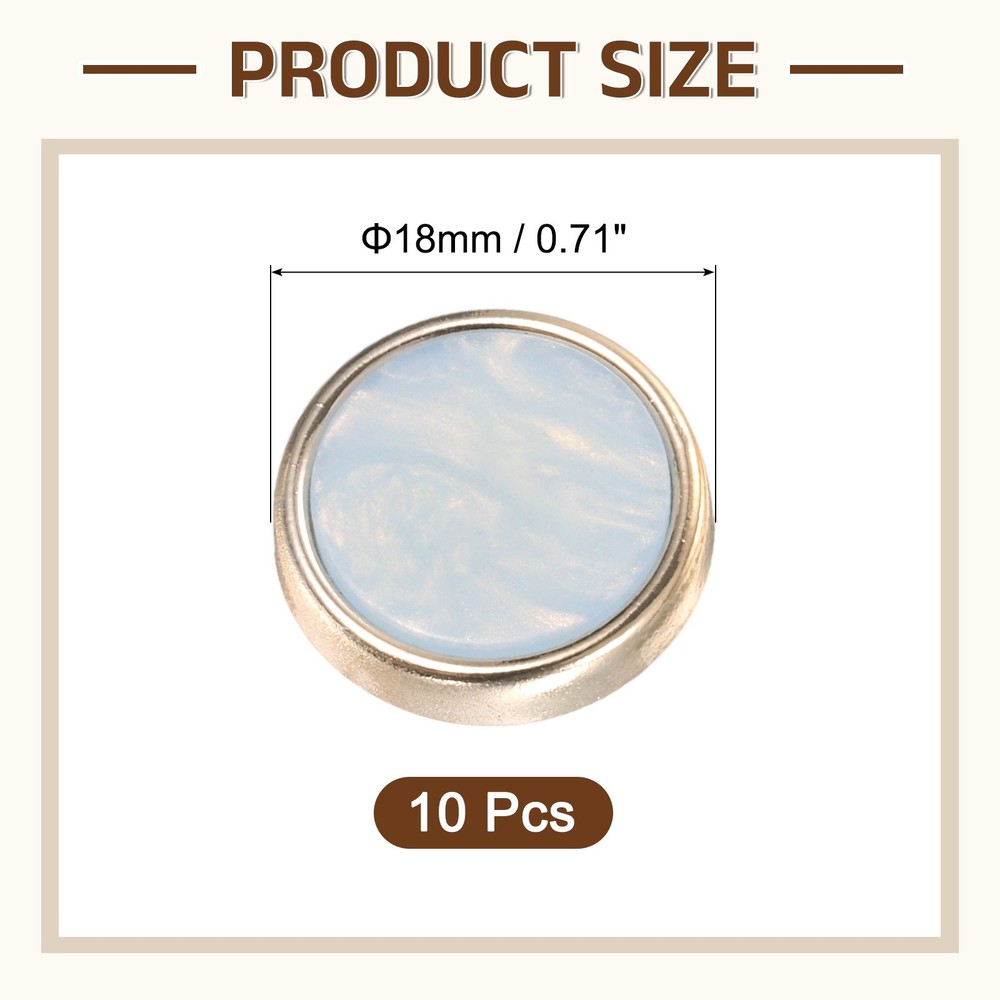 10Pcs Round Button, 18mm/0.7" Resin Decorative Pattern Button, Sky Blue