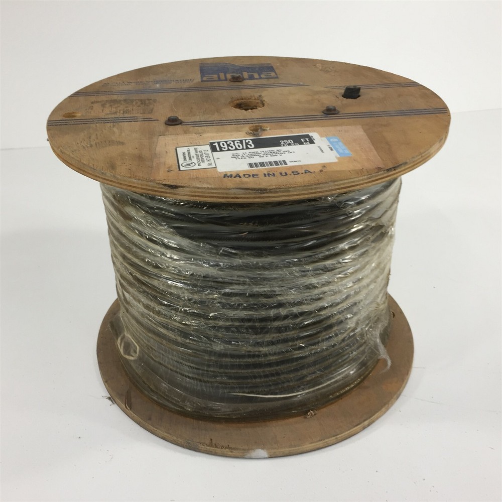 Alpha 1936/3 Multi-Conductor Cable 14awg 3/C Solid 250' Black