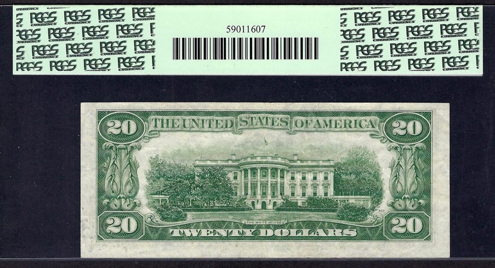 🇺🇸 1950A $20 ERROR ♚♚MISALIGNED OVERPRINT♚♚ PCGS EX FINE 45 PPQ