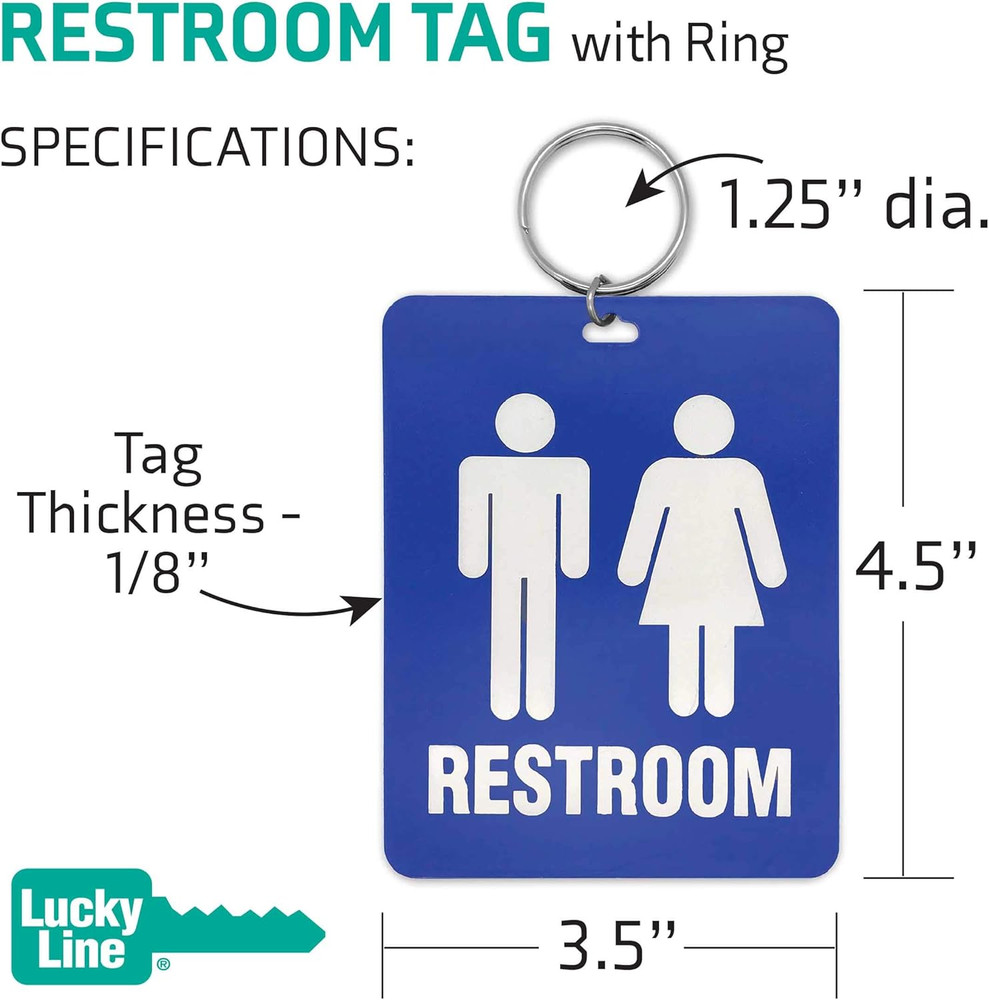 - Unisex Restroom Pass Key Tag, Plastic with Split Key Ring Keychain Identifier