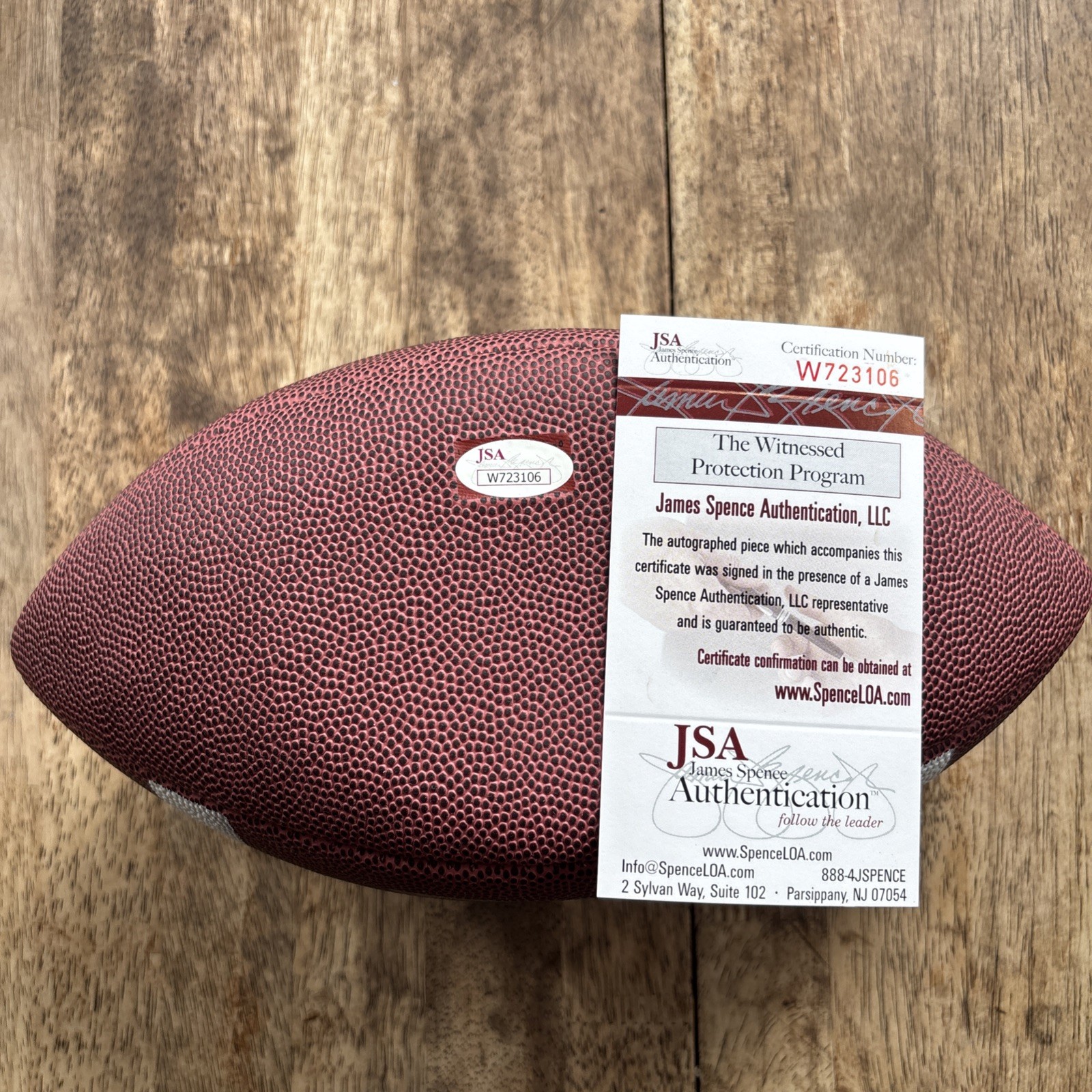 Jack Youngblood Signed Stat Football, JSA, Blood Inscription + HF 01