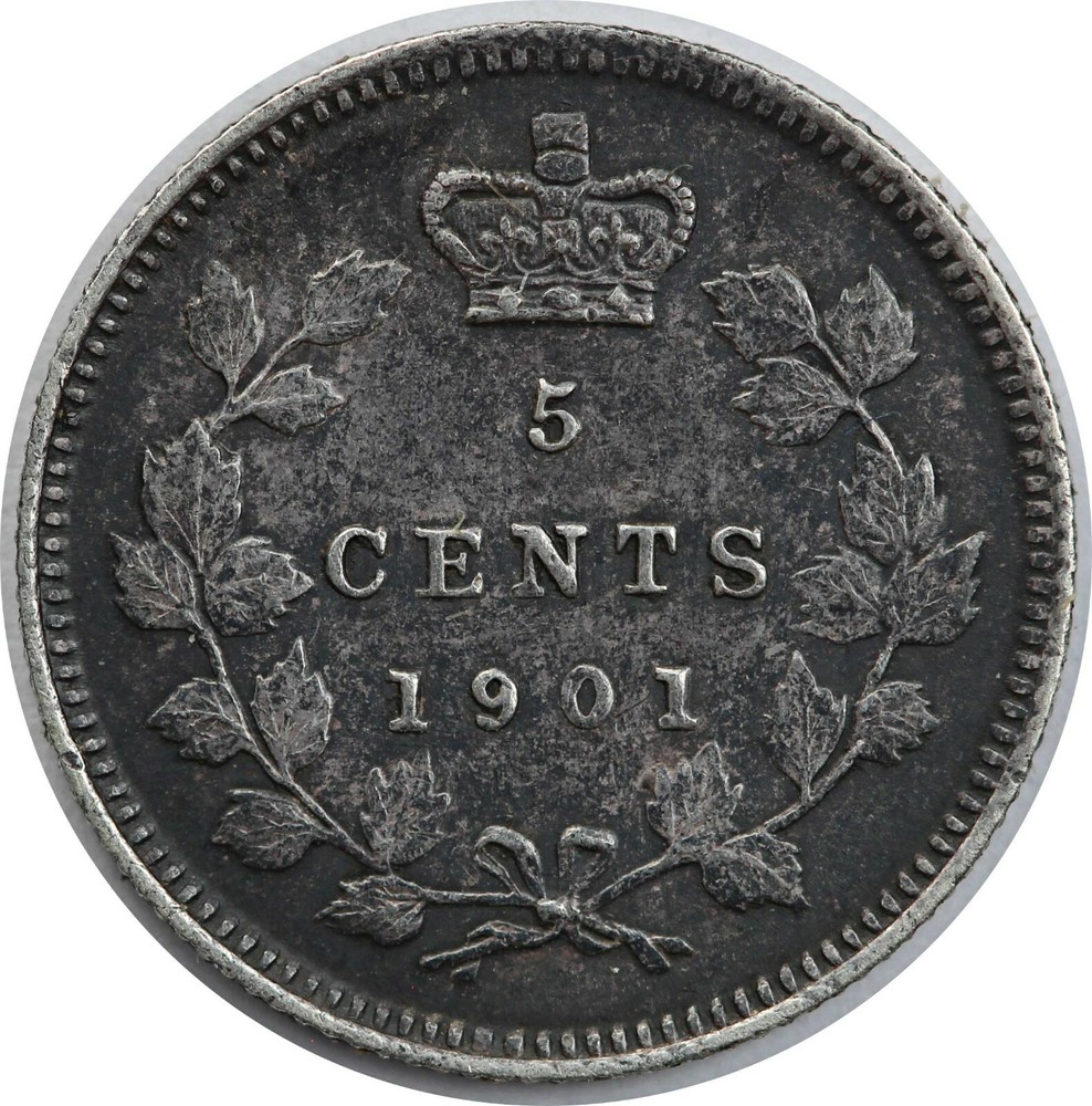 1901 Canadian / Canada 5 Cent Silver Half Dime - XF Extra Fine Condition