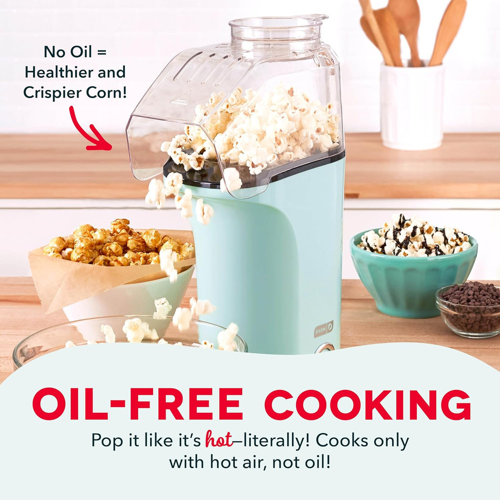 Hot Air Popcorn Popper Maker with Measuring Cup to Portion Popping Corn Kernels