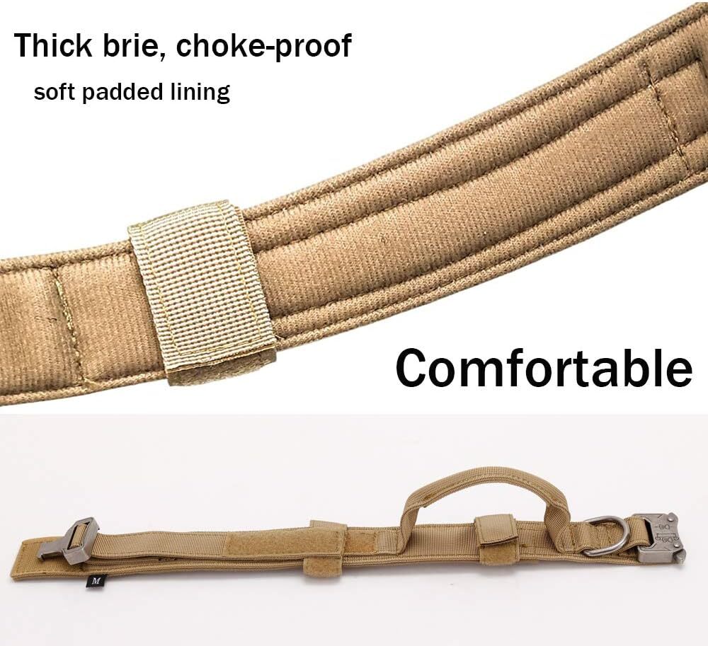 Tactical Dog Collar w/ Handle +Leash Heavy Duty Military Service Canine Training