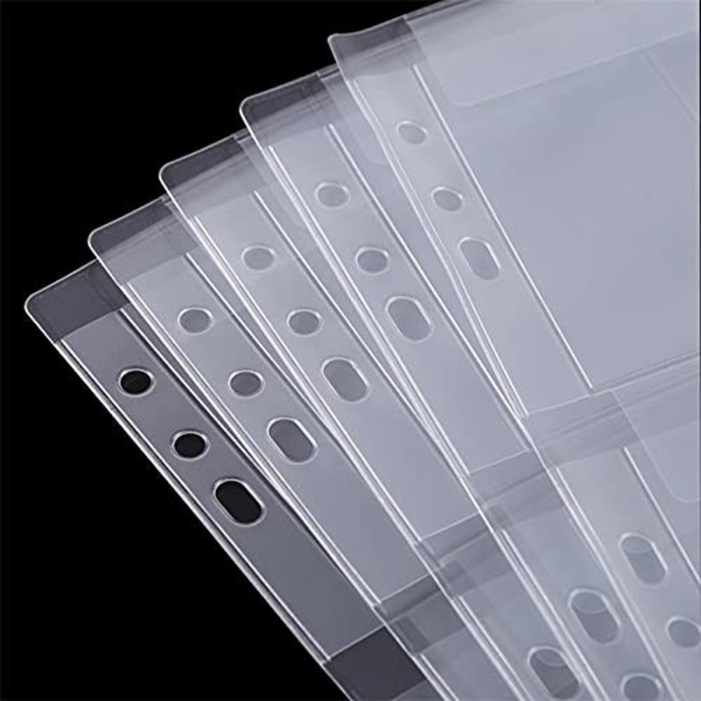 10 Sheet Binder Pockets Inserts with four pockets A5 Size 6 Hole Binder Folde...