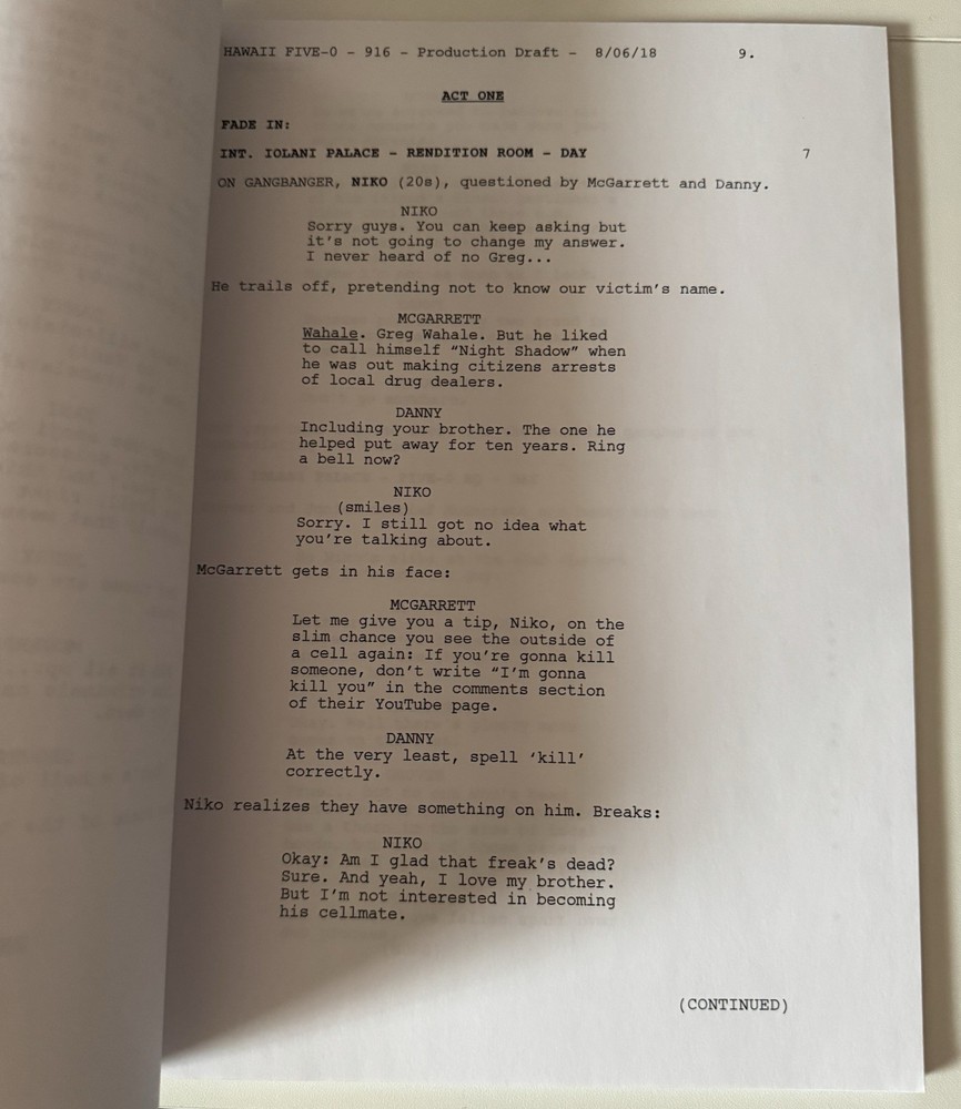 Hawaii Five-O Script - Production Draft - RARE!
