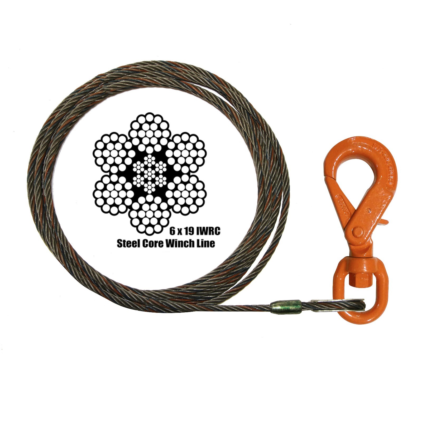 3/8 x 150' Winch Line Self Locking Hook Tow Cable Wrecker Truck USA