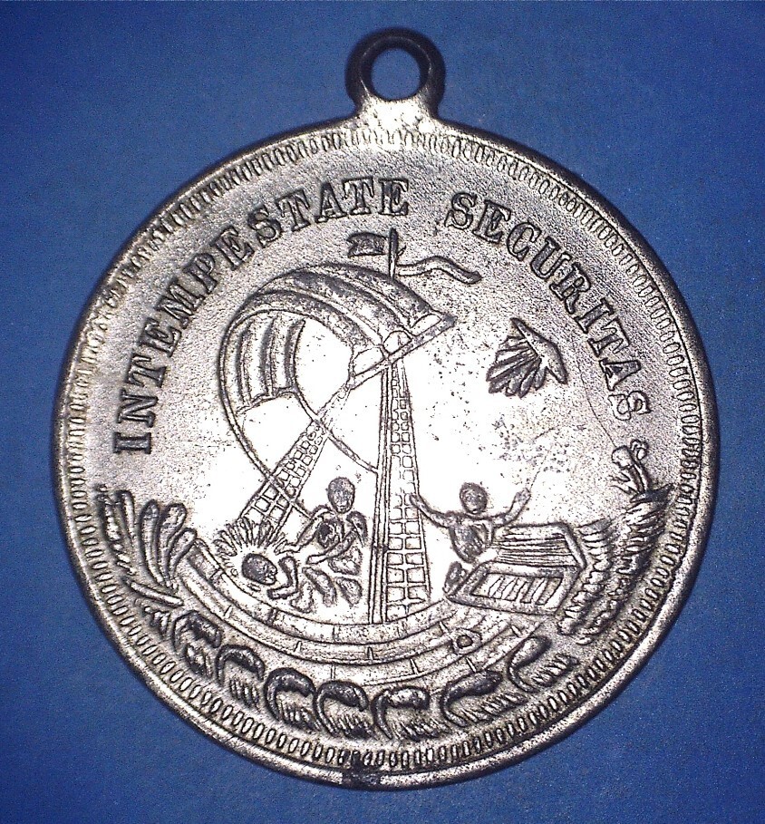 INTEMPESTATE SECURITAS / SAFETY-IN-STORM: OLD SEAFARING MEDALLION - *17043685 🌈