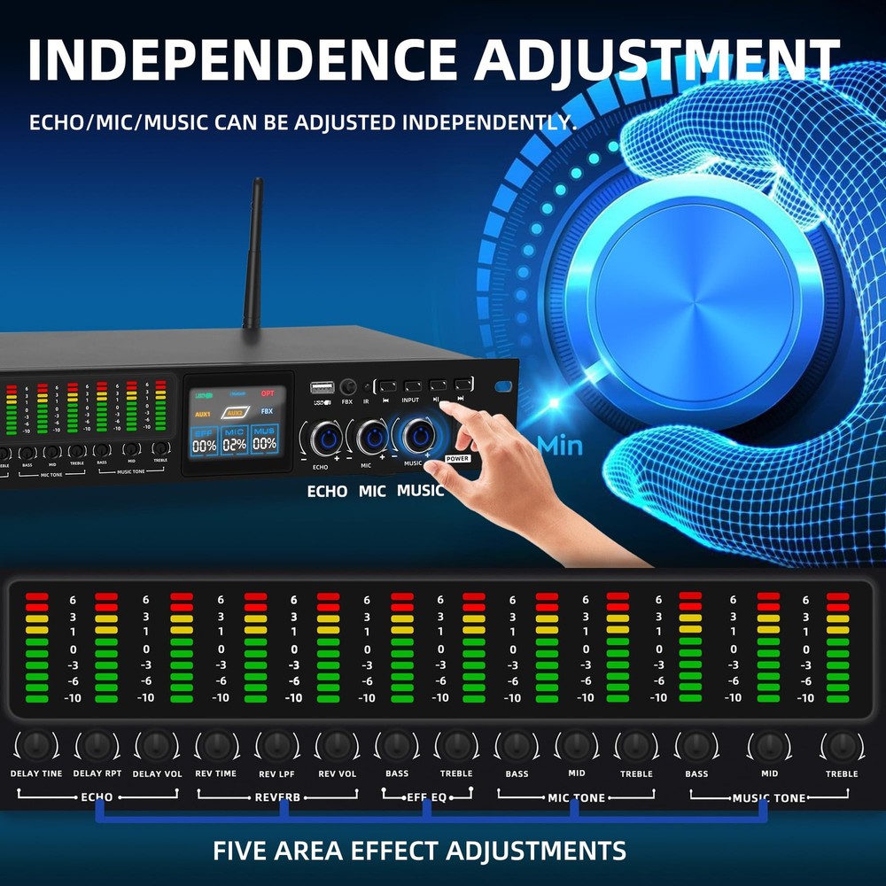 K-6 Professional KTV Digital pre-stage Effector Anti-howling Audio Processor ...