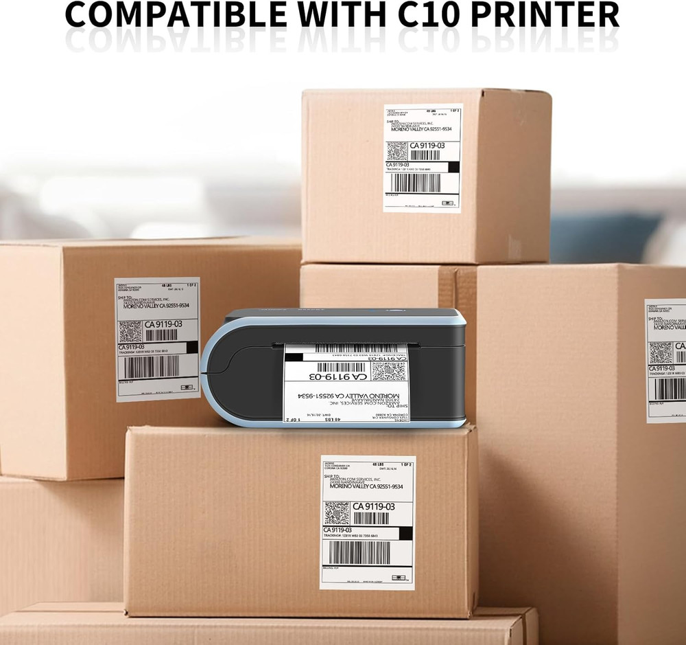 2 Rolls Thermal Label Paper, 4×6'' Compatible with C10