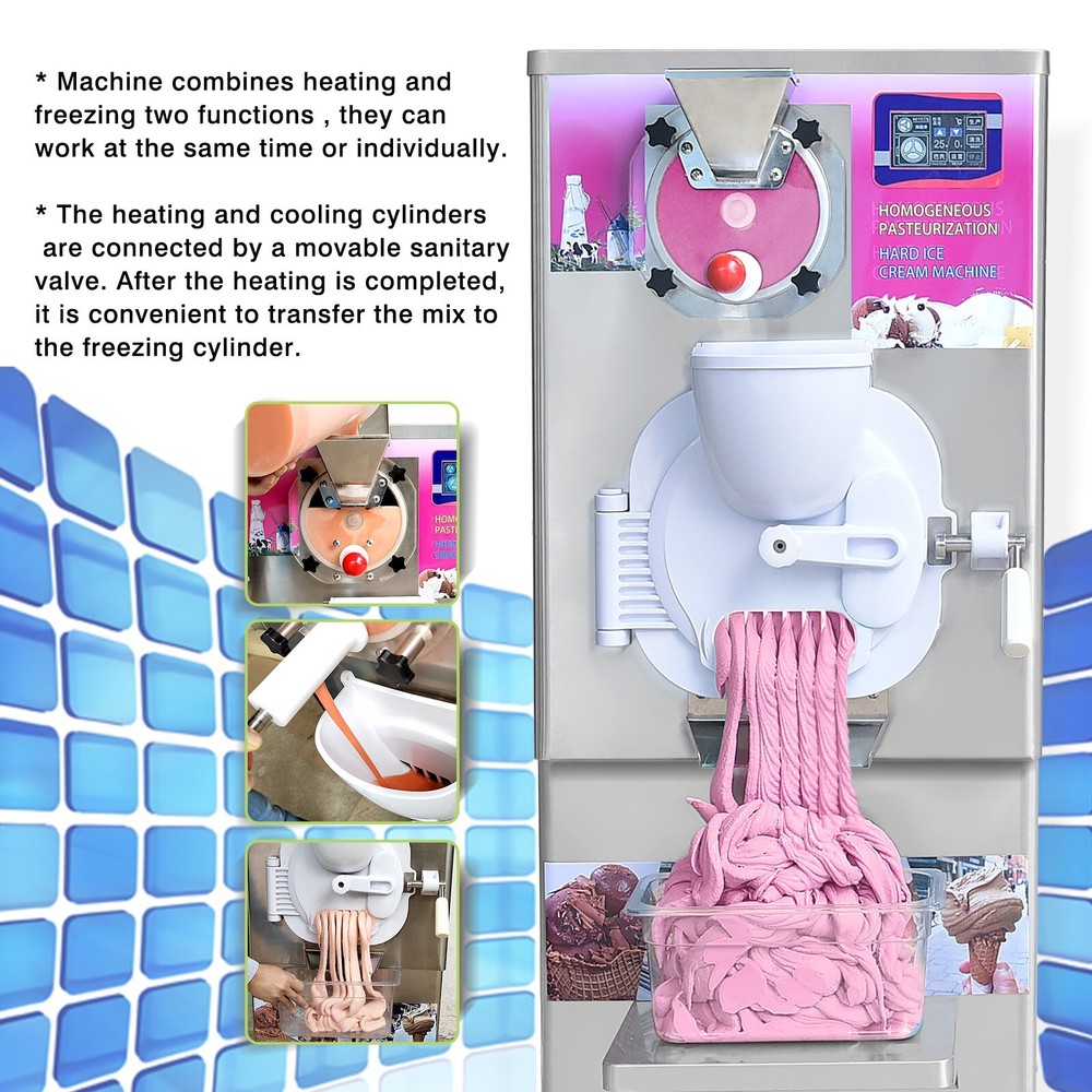 Kolice Commercial Gelato Hard Ice Cream Machine with Pasteurizer Function