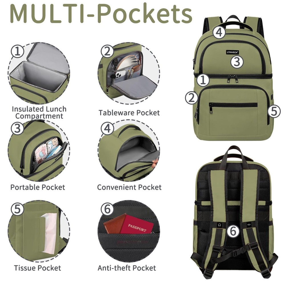Cooler Backpack,Insulated Backpack Cooler Leakproof Double Deck Cooler Bag for