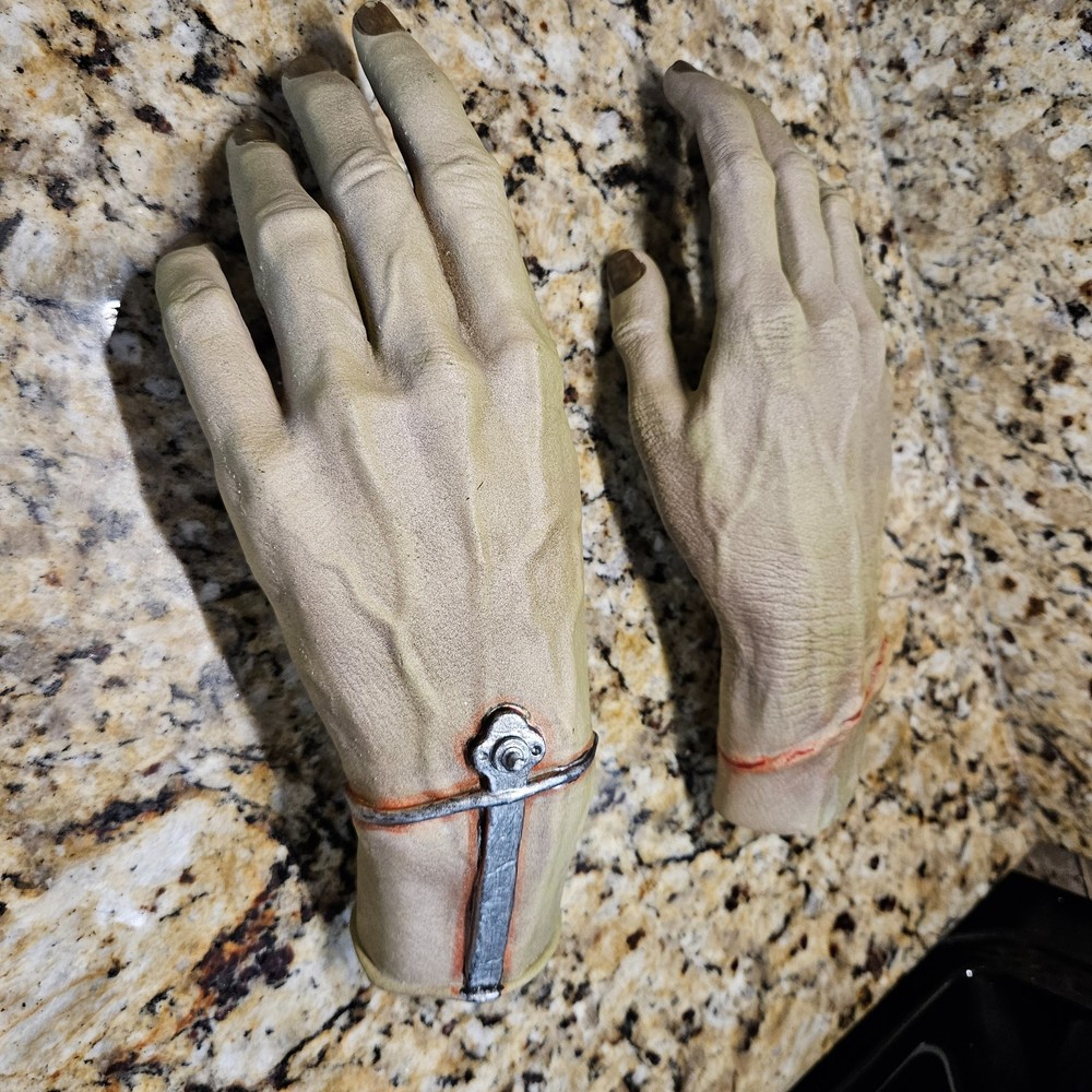 Pair Frankenstein Monster resin hands lifesized