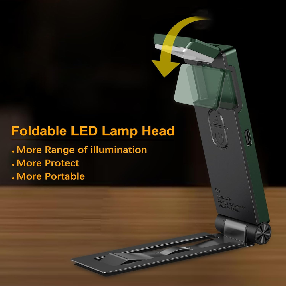 Reading Light,USB Rechargeable Book Light for Reading in Bed,Foldable Clip-On LE