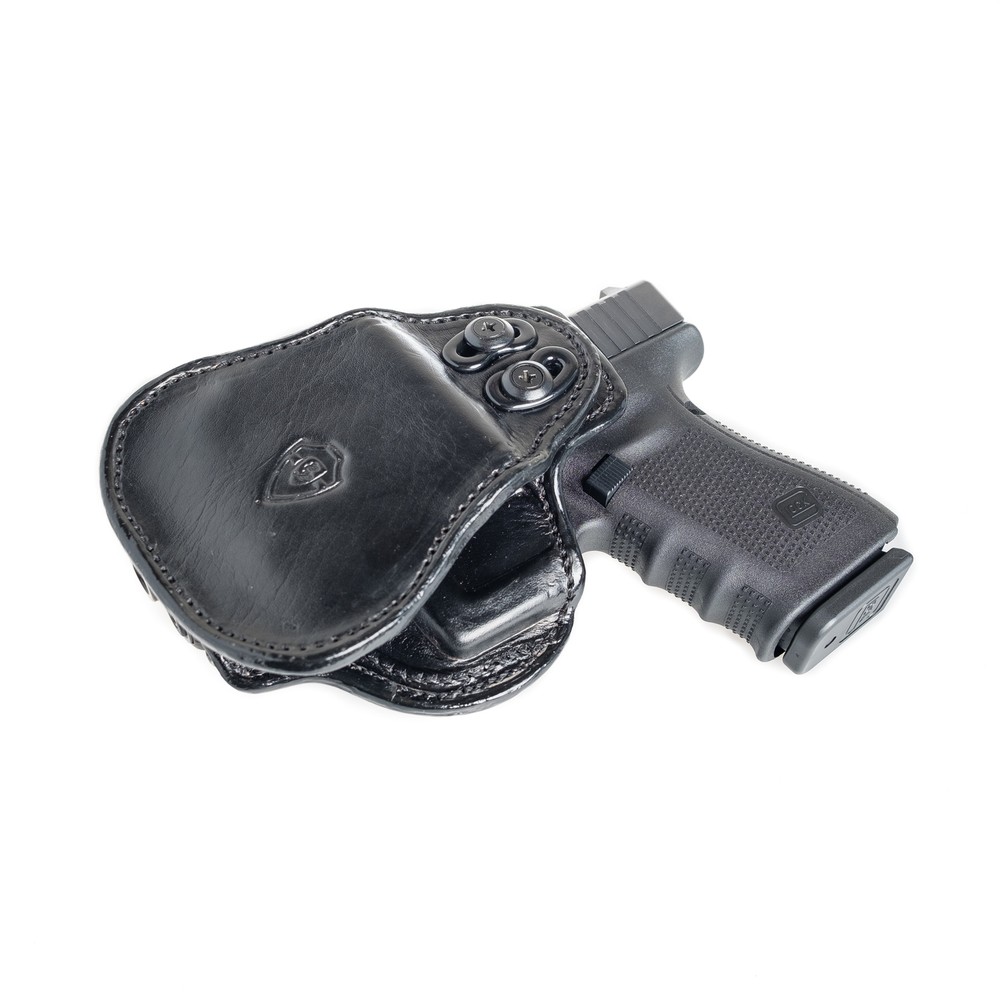 PADDLE LEATHER HOLSTER FOR RUGER P85. OWB PADDLE ADJUSTABLE CANT.