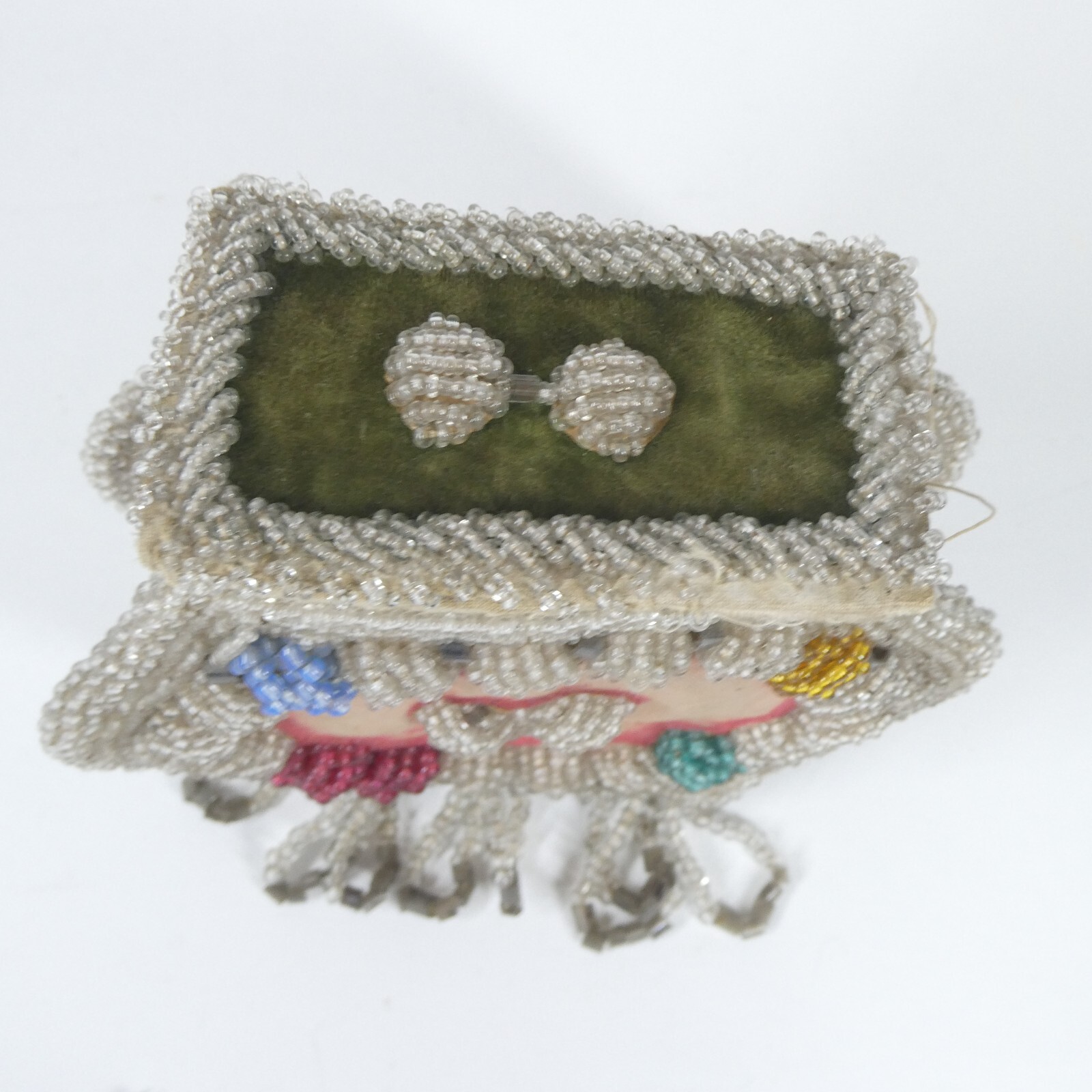 Beaded Purse Antique Iroquois? Fringed Beadwork Bag Whimsy AS IS