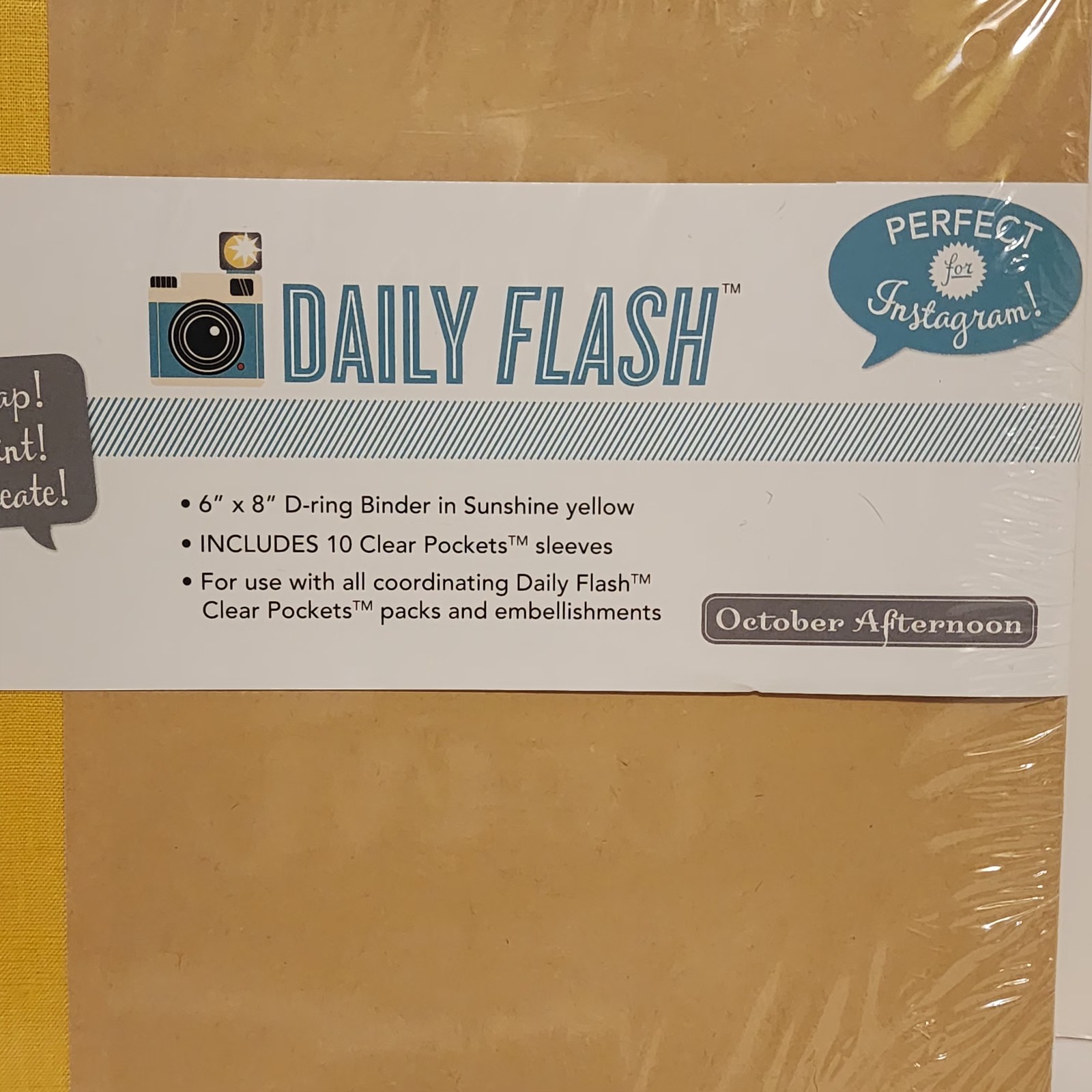 October Afternoon Daily Flash 6x8 D-ring Scrapbook Album Binder -Sunshine Yellow