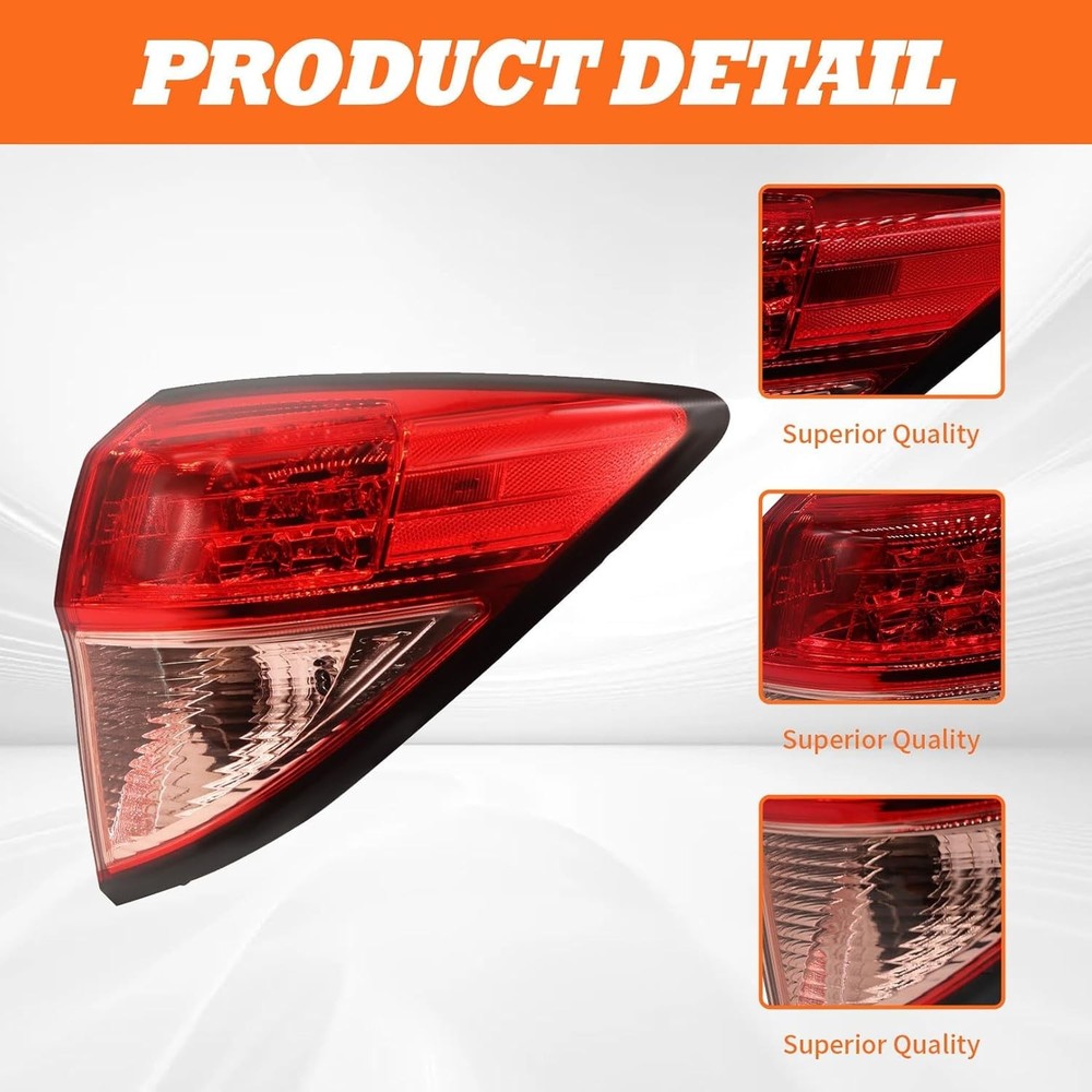 Outer Tail Light Red Passenge Side Compatible with 2016 2017 2018 HRV HR-V Re...