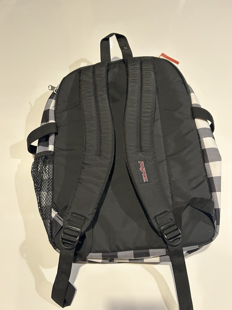 JanSport Kids Backpack Black White Checkered Polyester Adjustable Straps