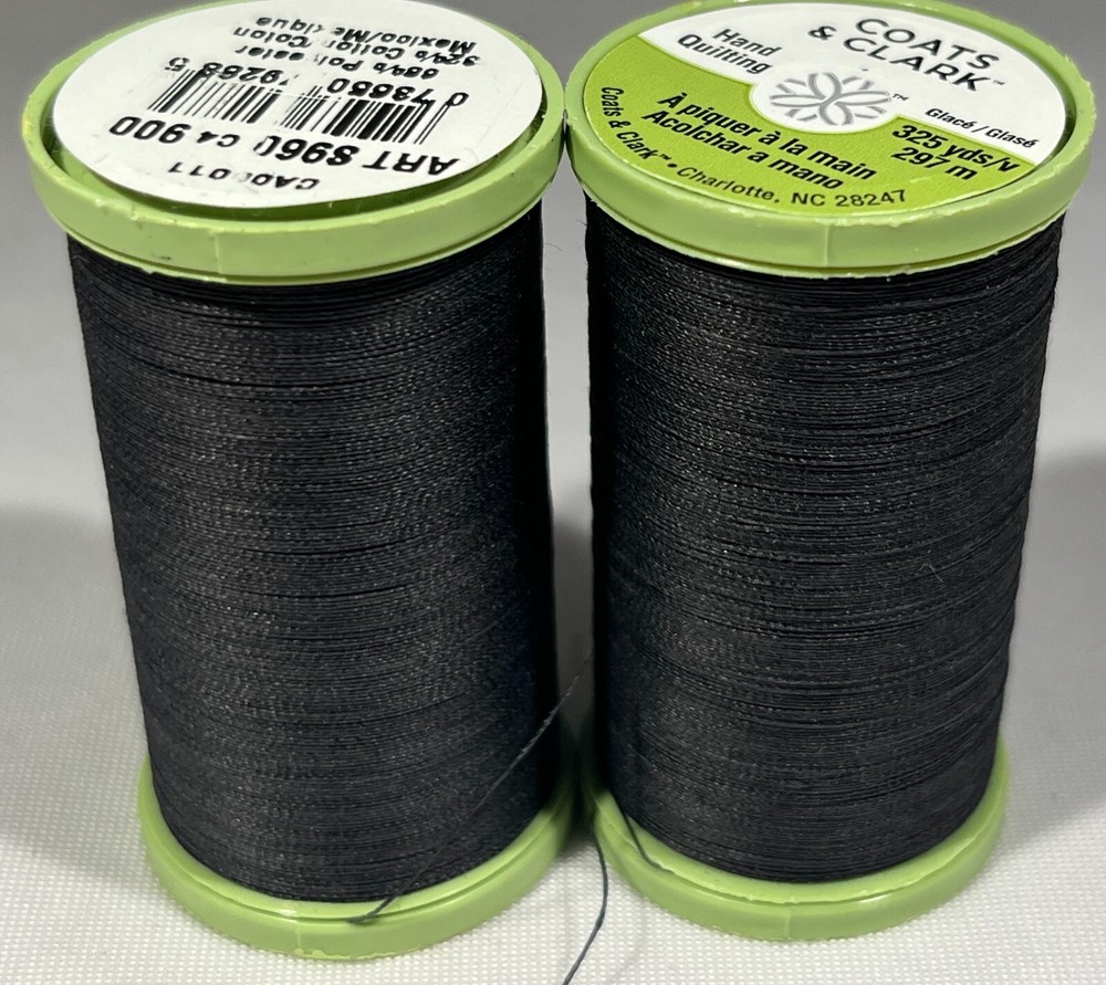 (2 PACK) Coats & Clark Hand Quilting Thread 325yd - BLACK