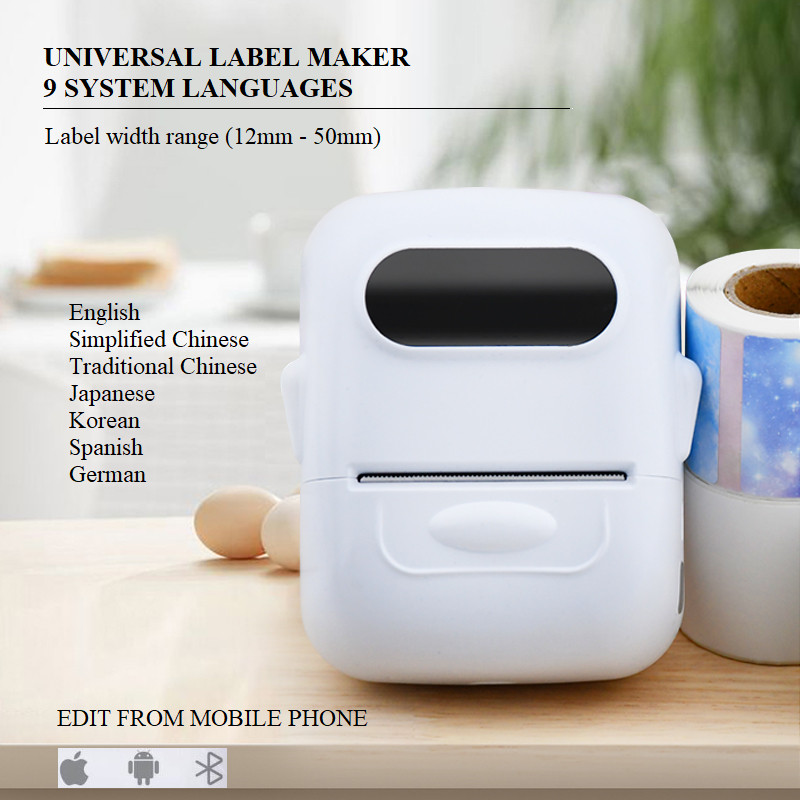 Portable Thermal Label Maker Wireless/Ink-less Handheld Label Maker