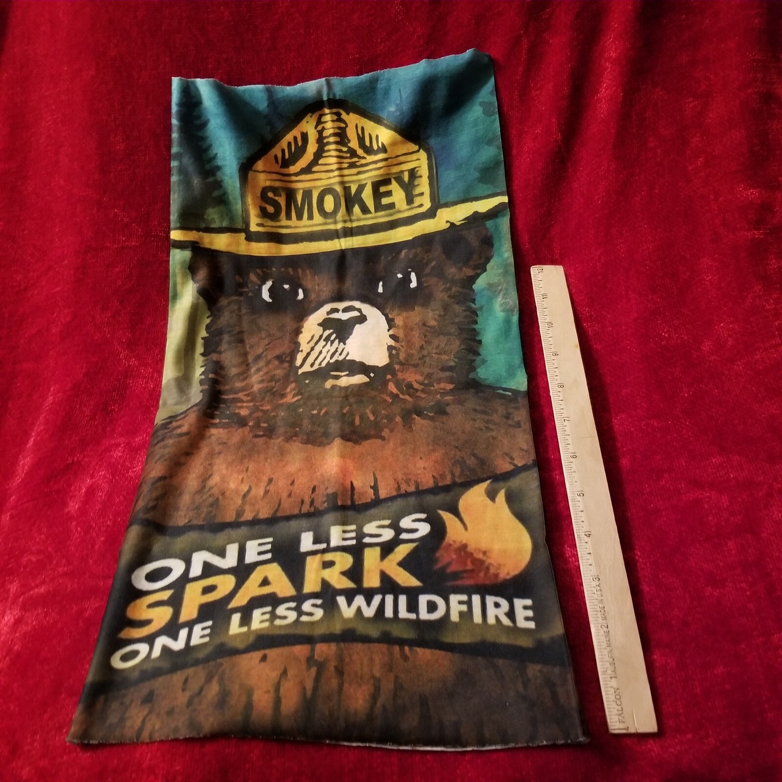 Smokey the Bear Neck Gaiter - One Less Spark One Less Wildfire - New!