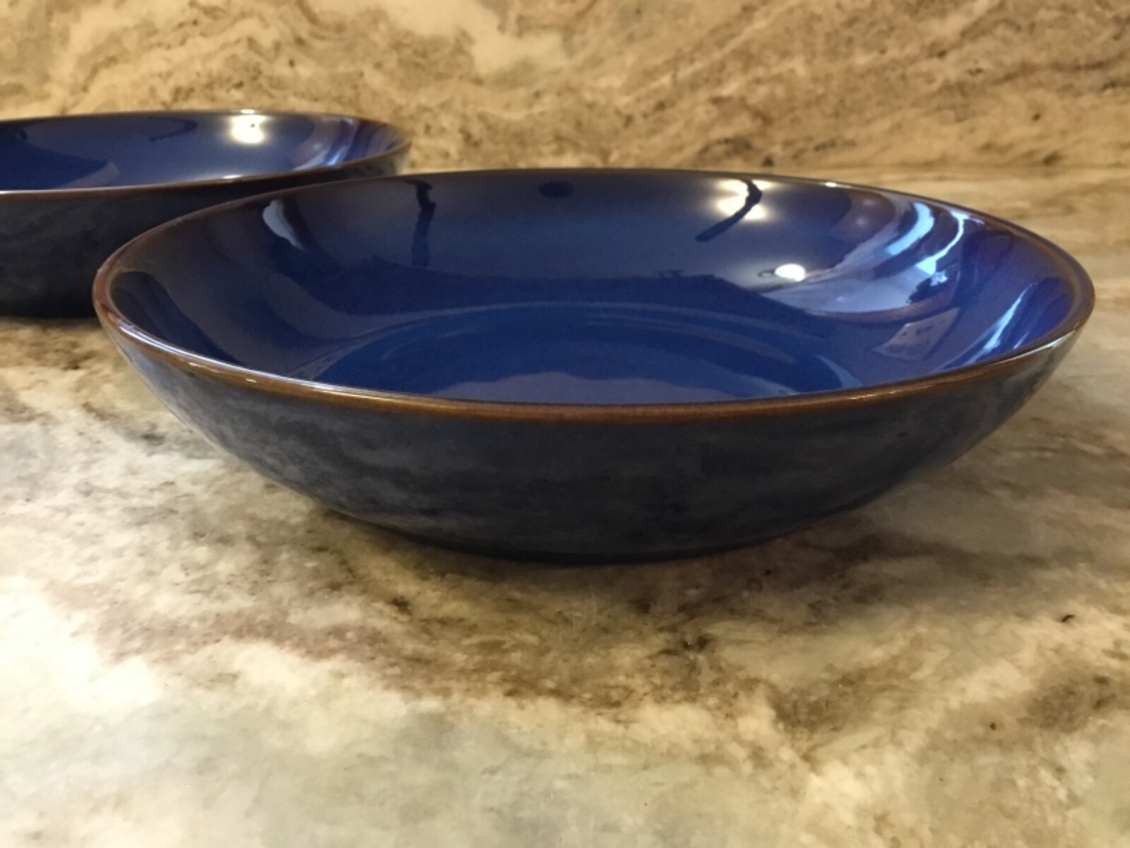 Large Pasta Bowls Denby Imperial Blue. Set Of 2 Made In England. New.