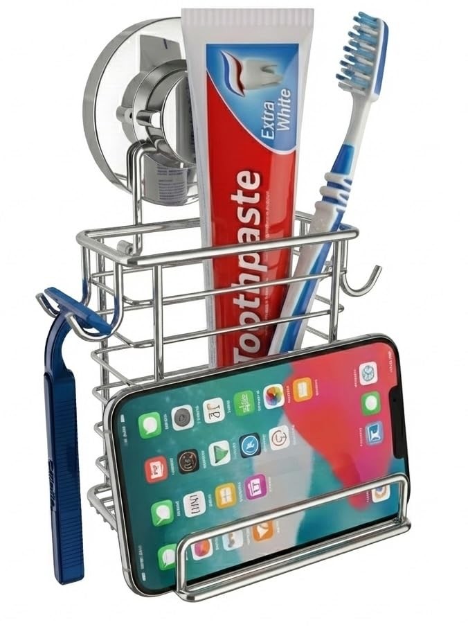 Toothbrush Holder Suction Cup Wall Mounted Toothpaste and Toothbrushes Holder...