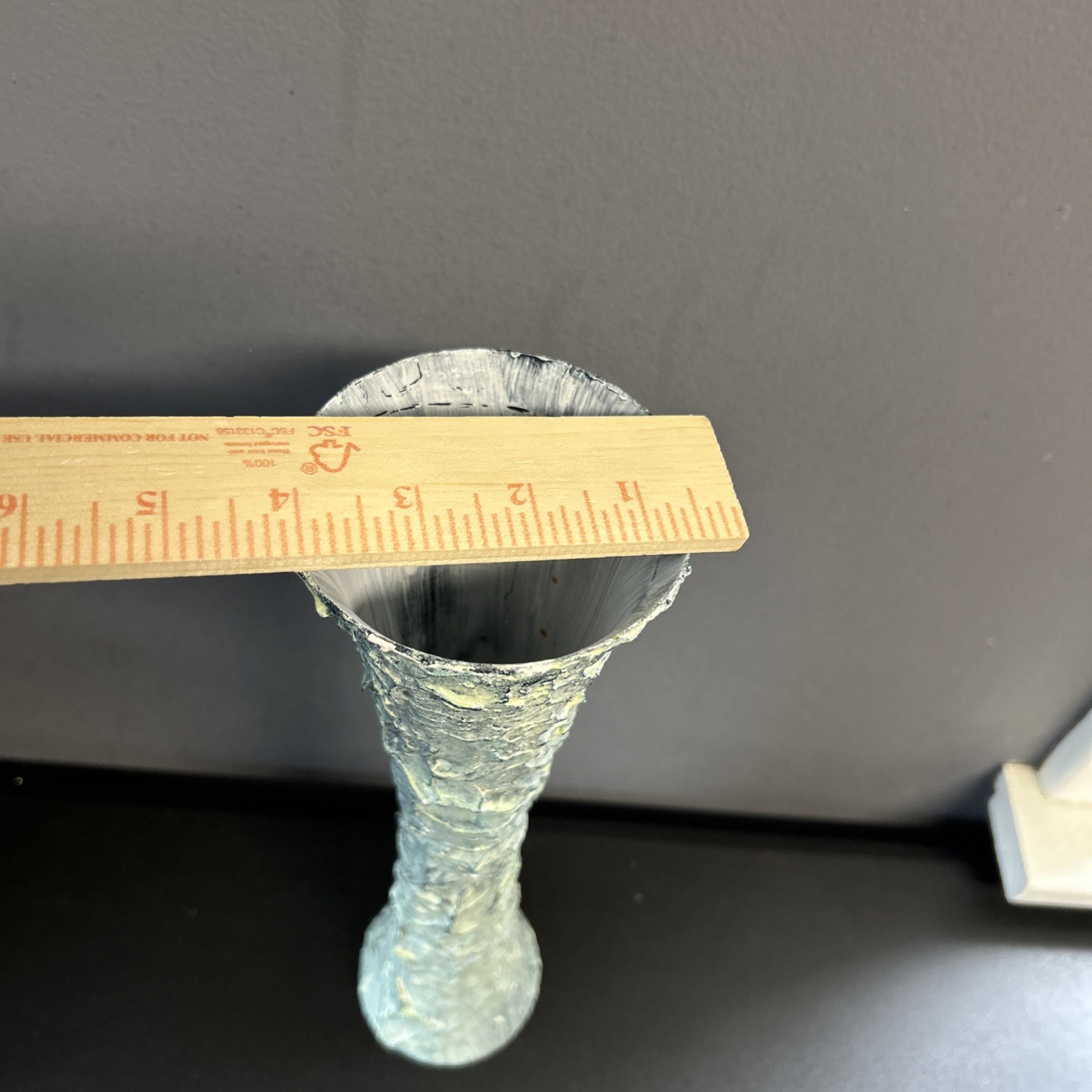 Upcycled Tall Vase Grunge Moody Textured Painted White Waxed Resin Blend 15”