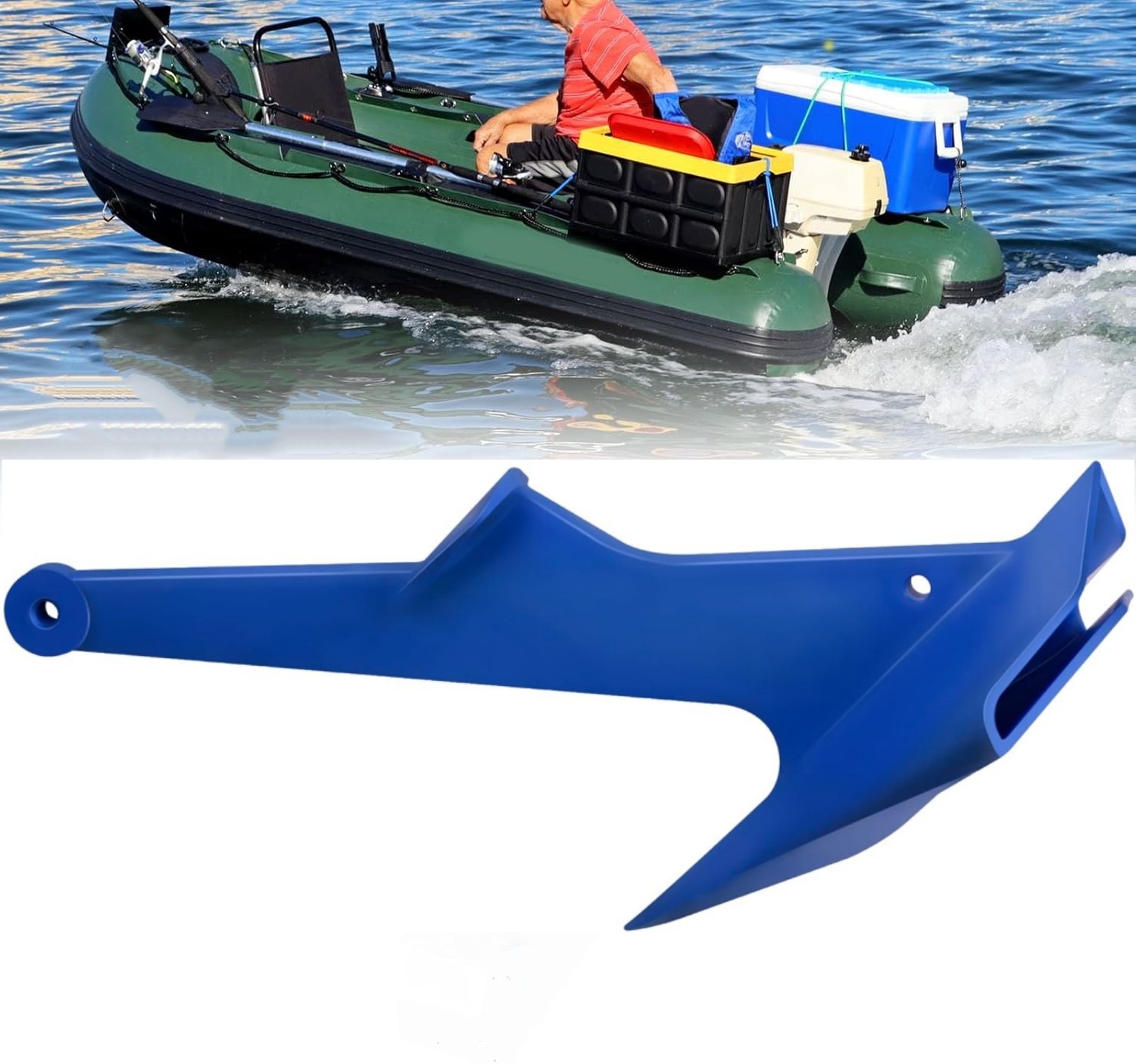 1Kg/2.2lb Nylon For PWC Kayaks Jetski Anchor & Boat Anchor to 3.5m/12ft Blue